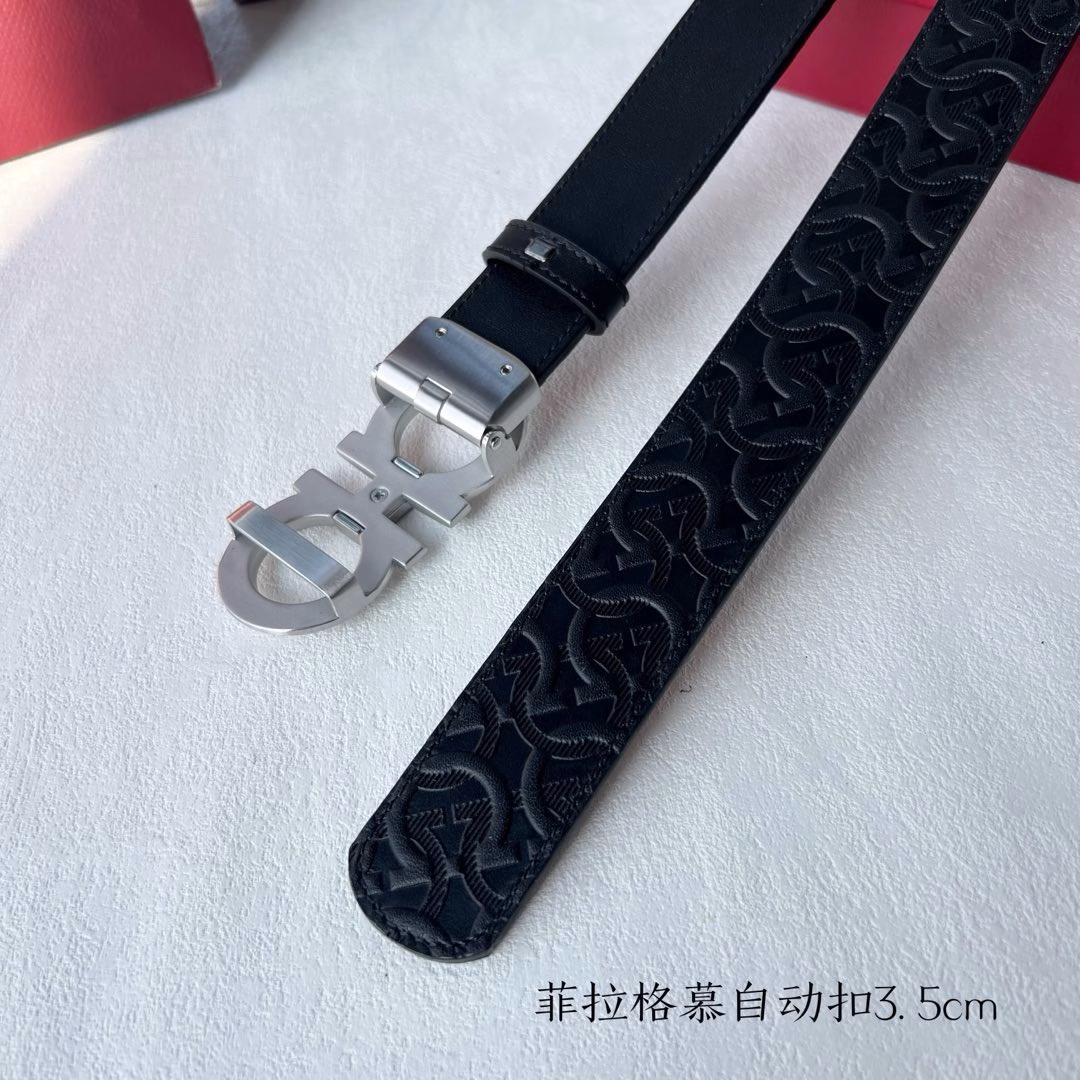 [Salvatore Ferragamo] New imported calfskin, delicate and soft to the touch. Paired with pure steel automatic buckle, a must-have for men