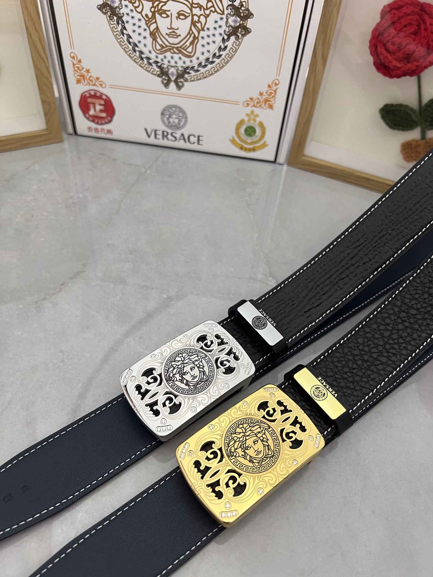 Product name: VERSACE. Versace 💕P190Material: Original cowhide belt 100% first-layer cowhide belt✨Guaranteed genuine leather, 24K pure steel buckle, original quality, fine workmanship, fashionable brand, first choice for gifting or personal use