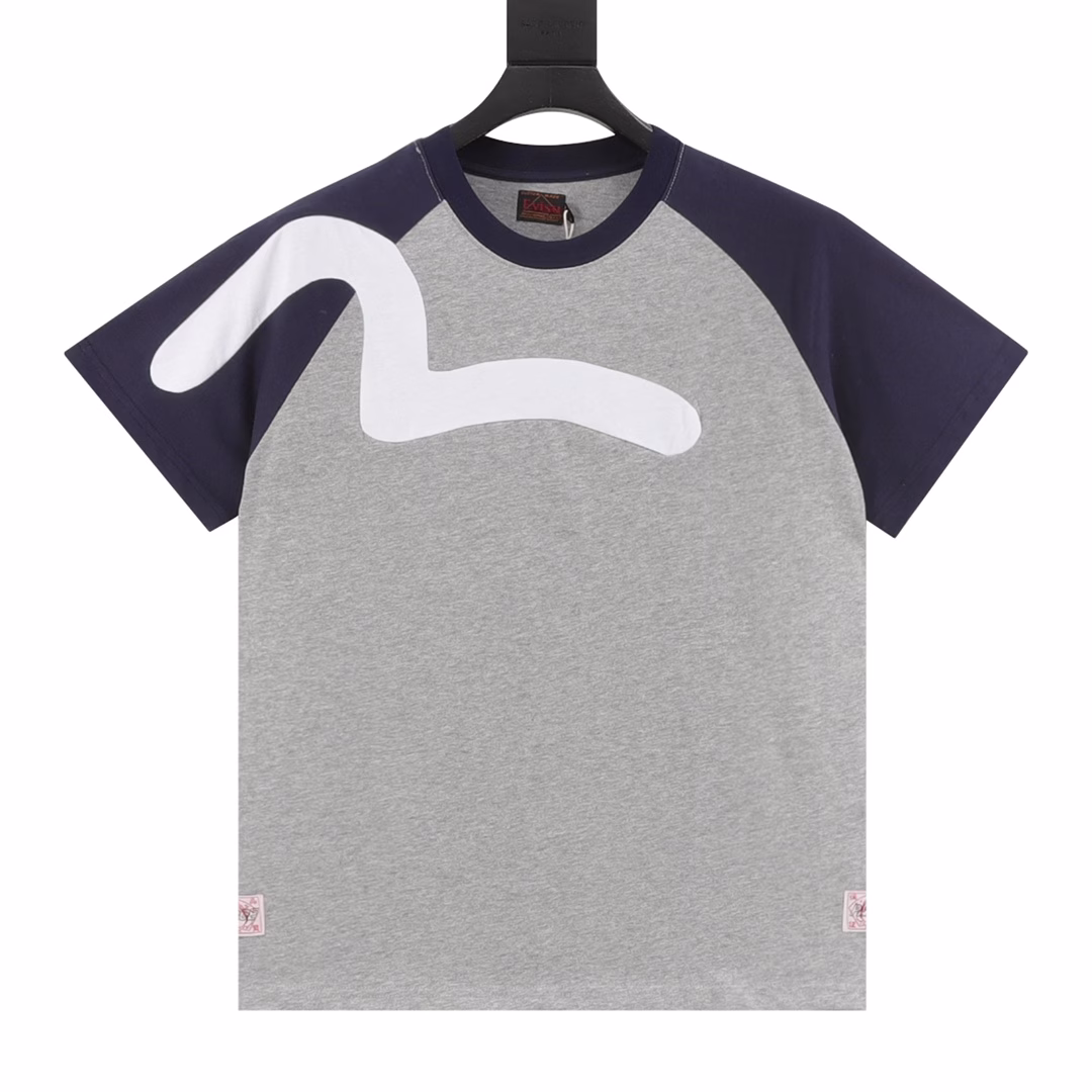 EVISU collaboration color block logo short-sleeved fashionable men's and women's casual loose T-shirt brand