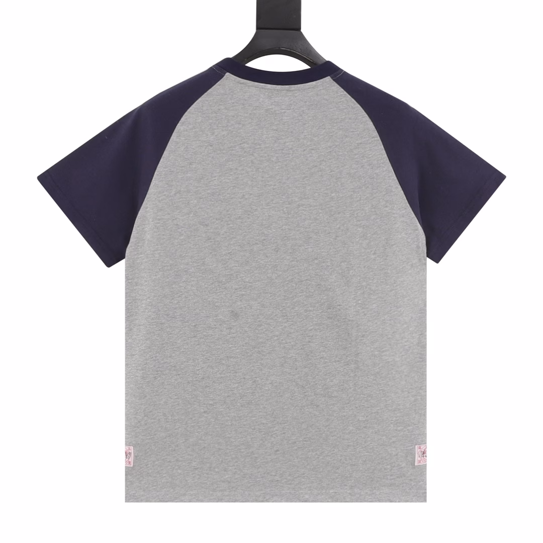 EVISU collaboration color block logo short-sleeved fashionable men's and women's casual loose T-shirt brand