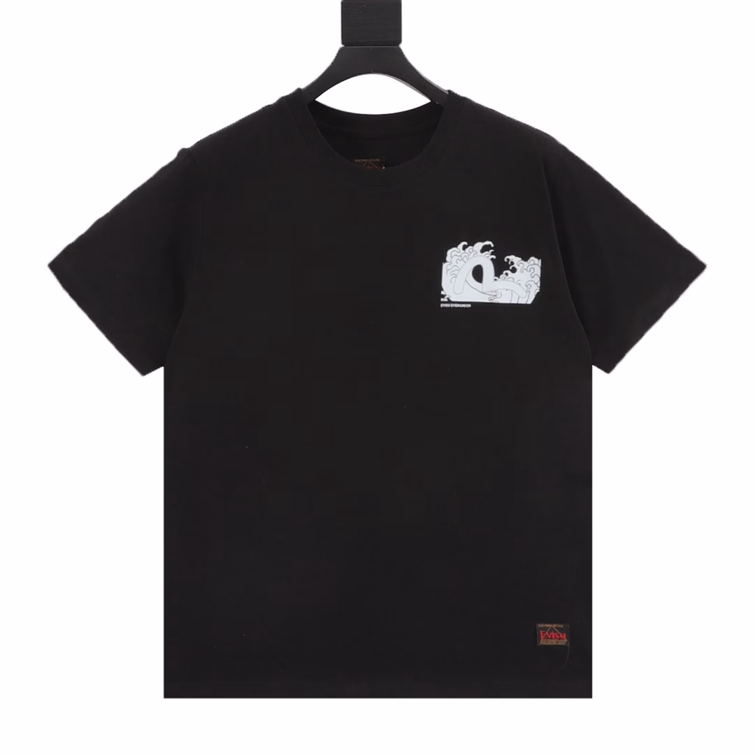 EVISU Orange EVISU True God of Fortune Men's Seagull Warrior Pattern Printed short-sleeved T-shirt