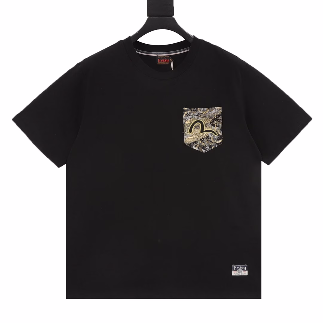 EVISU men's Xiangyun embroidery regular style casual trendy men's streetwear T-shirt