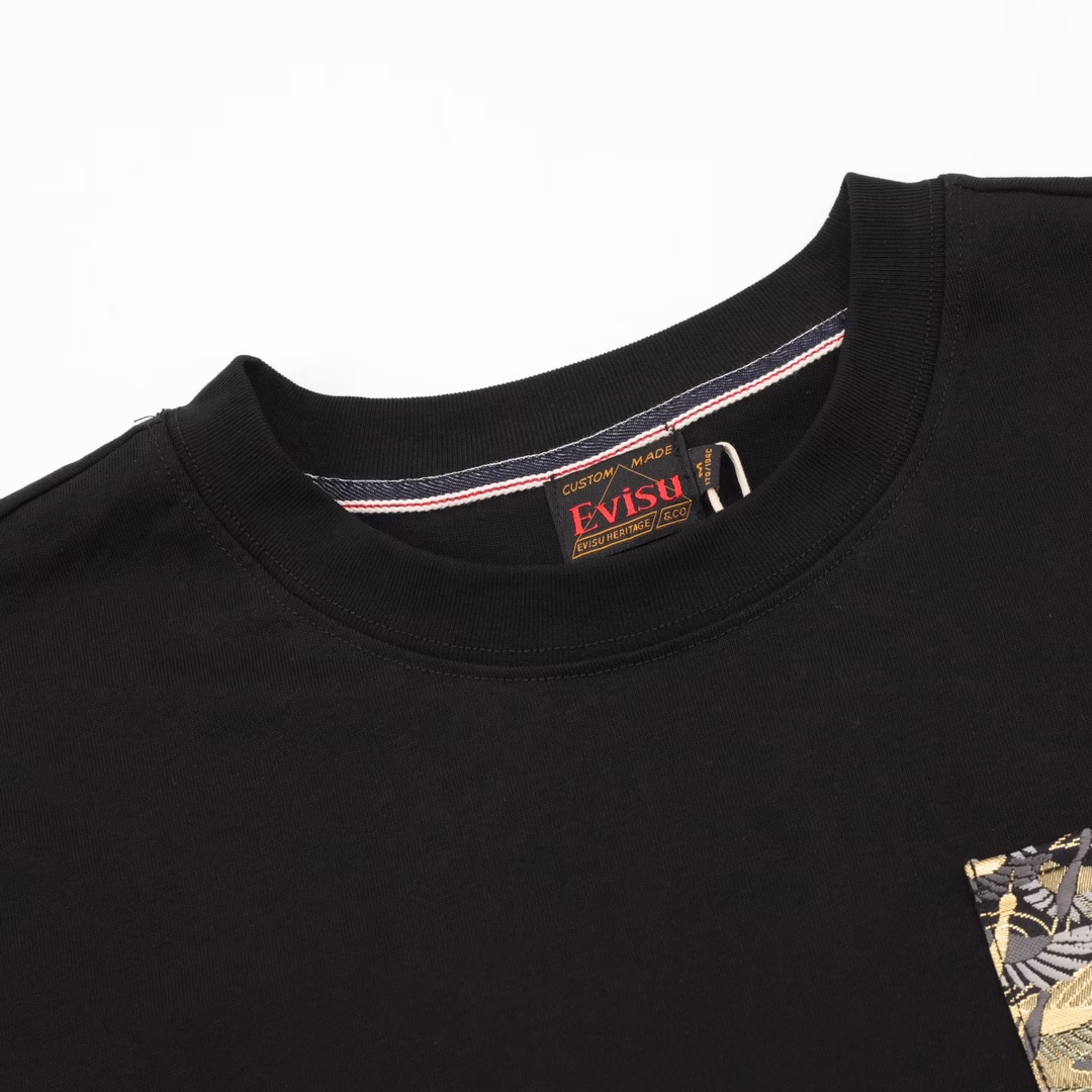 EVISU men's Xiangyun embroidery regular style casual trendy men's streetwear T-shirt