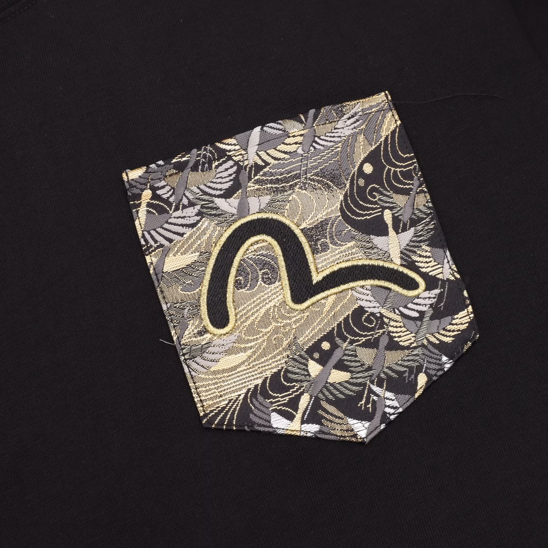 EVISU men's Xiangyun embroidery regular style casual trendy men's streetwear T-shirt
