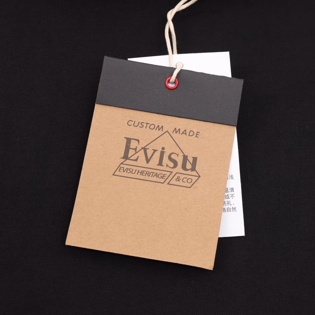 EVISU men's Xiangyun embroidery regular style casual trendy men's streetwear T-shirt