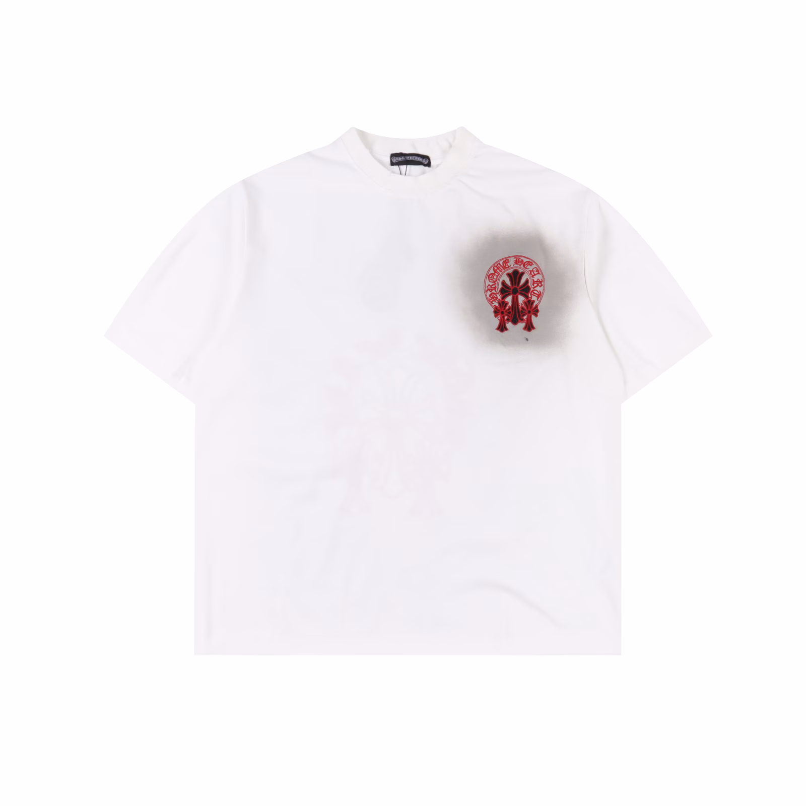 ChromeHearts 25ss Red Label Cross applied-embroidered washed perforated short-sleeved T-shirtThe private custom-made collection for the runway show features a full set of aged laser embossed custom-made 300g double-gauze fabricThe American-style acid-washed aged original fabric is laser-burned and embroidered with applioned fabric on the back. The letter embroidery makes it very comfortable to wearIt is low-key yet luxurious, looking very classy when worn. After heavy washing, the clothes are very soft and not picky about the wearerThe upper body is absolutely stylish and extremely luxurious. The original mold has passed the appraisal and the label is received100% silk washed water label original version tag with hanging rope sleeve hole alignment techniqueThe OS's loose and off-the-shoulder design makes it easy for any body type to wear
