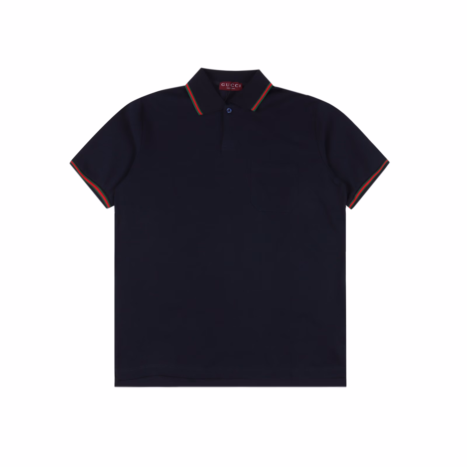 Gucci GUC pocket webbing logo short-sleeved POLO shirtCustomized triangular bead layer elegant bead cotton, pocket embossing forms a three-dimensional concave-convex pattern. The fabric has been washed to have a better hand feel and texture, is not easy to deform, shrink or fade, and maintains a long-lasting beauty. Customized accessories, loose fit