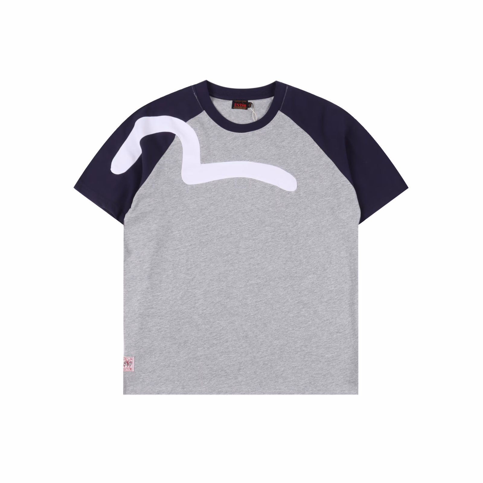 Evisu2025ss collaboration color block logo short-sleeved fashionable men's and women's casual loose T-shirt