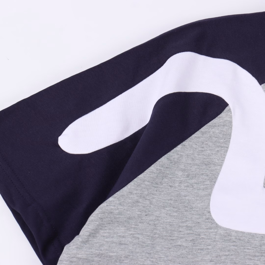 Evisu2025ss collaboration color block logo short-sleeved fashionable men's and women's casual loose T-shirt