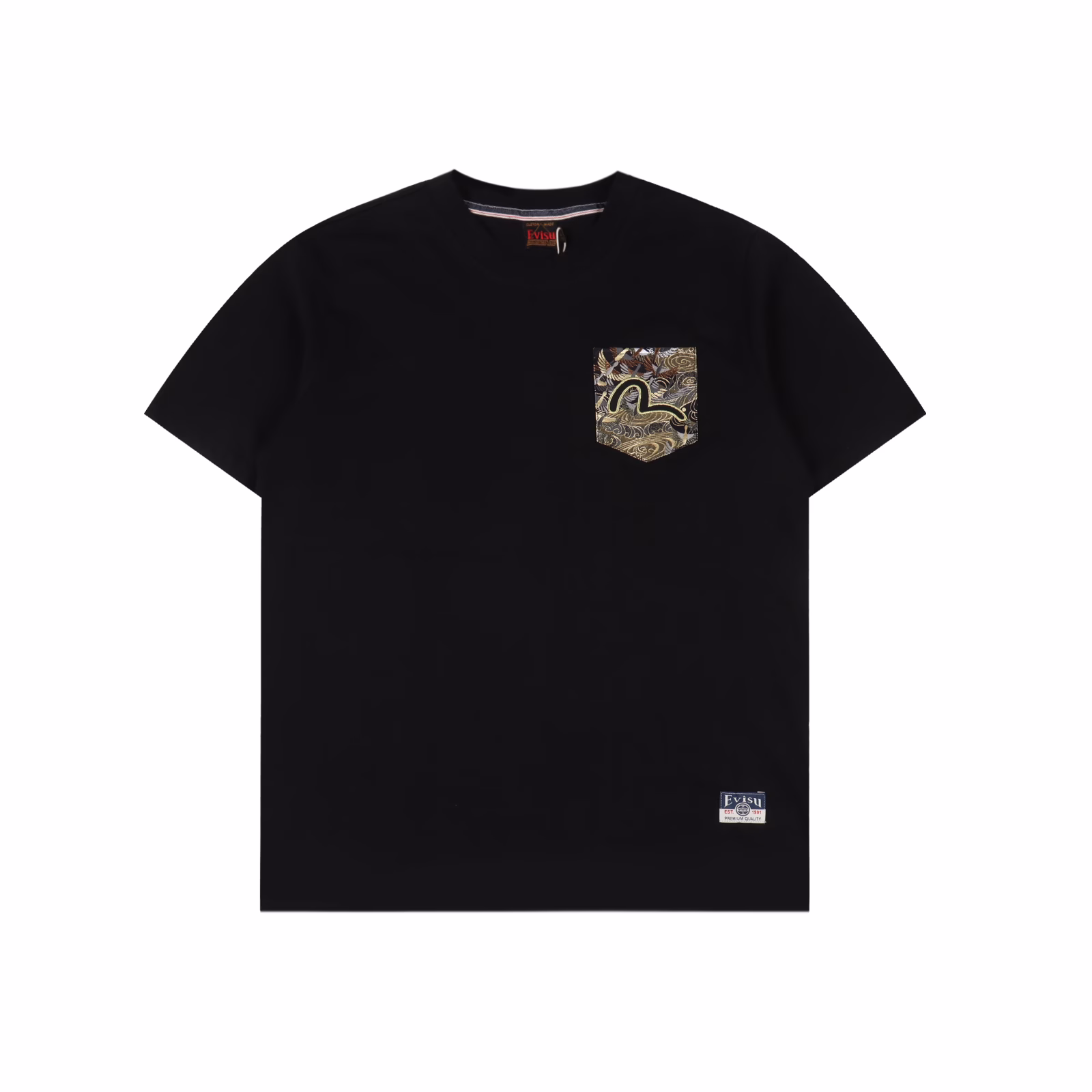 EVISU men's Xiangyun embroidery regular style casual trendy men's streetwear T-shirt