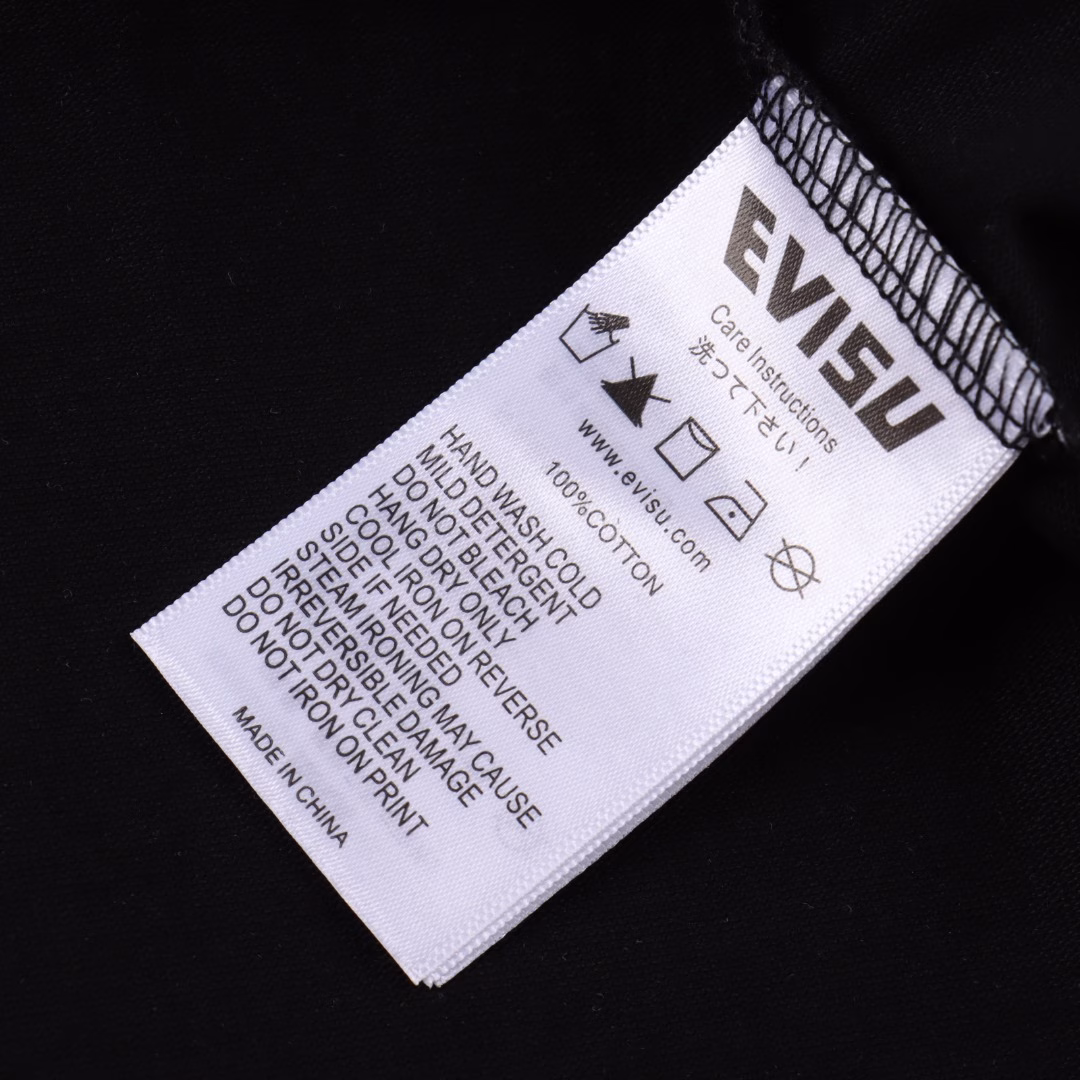 EVISU men's Xiangyun embroidery regular style casual trendy men's streetwear T-shirt