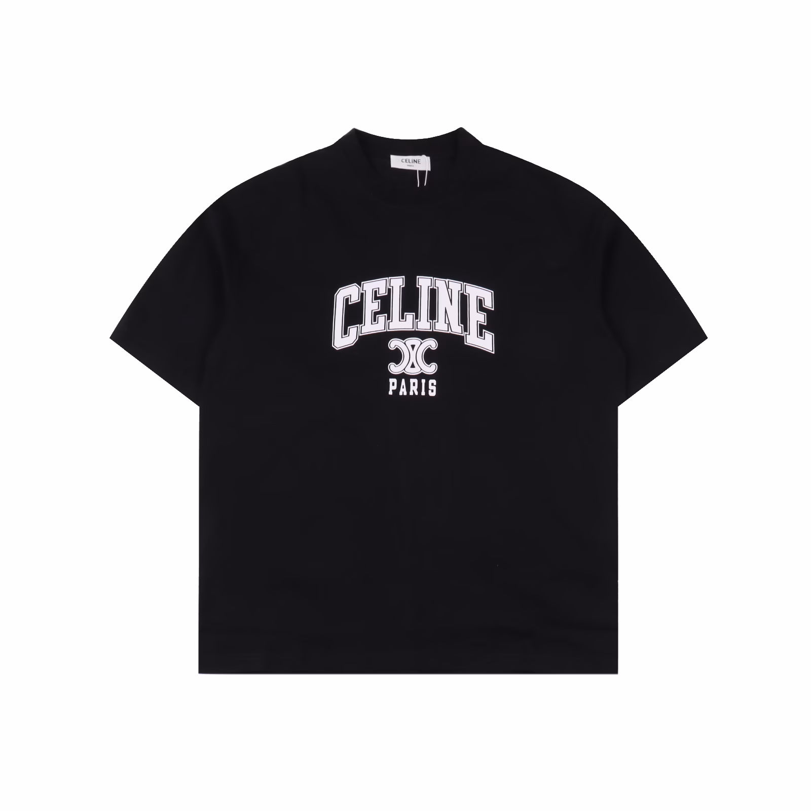 CELINE Triumphal Arch short-sleeved T-shirtThe minimalist aesthetics brimming with the DNA of French fashion. When minimalism meets haute couture aesthetics, this CELINE Arc de Triomphe logo printed T-shirt can be regarded as the anchor of this summer's capsule wardrobe. The iconic Triomphe embossed emblem is vividly printed on the heavy cotton fabric with contrasting bright lines. The three color combinations of black, white, blue and red, and apricot and coffee create a modern rhythm of geometric deconstruction. The three-dimensional cut silhouette ingeniously embellishes the shoulder and neck lines, and the os style naturally exudes a casual Parisian flair. With a high-waisted outfit, Danny looks laid-back and casual. Paired with a acetate skirt, she instantly transforms into a literary girl on the left bank. Every inch of the warp and weft is steeped in Hedi Slimane's rebellious and elegant philosophy - true luxury lies in allowing classic symbols to be reborn with every breath. The rule for getting beautiful clothes: Classics are eternal!