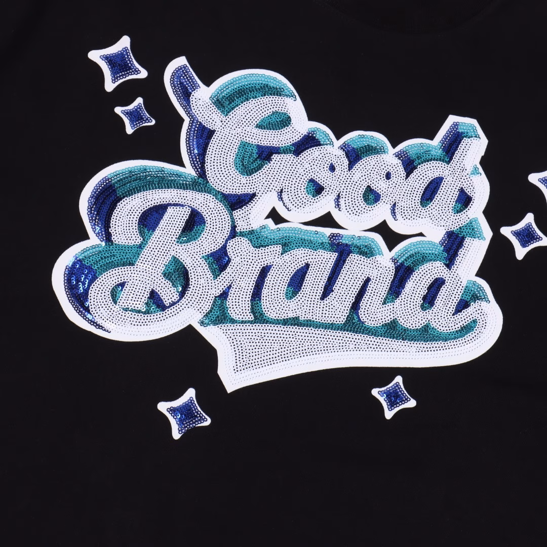 GOODBRAND three-dimensional star sequin light luxury fashion high-end short-sleeved T-shirt350-gram fabric for both men and women