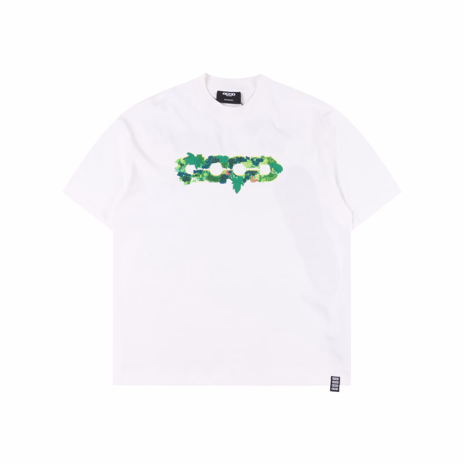GOODBRAND SS25 three-dimensional green plant embroidered map LOGO Loose short-sleeved T-shirt350-gram fabric for both men and women
