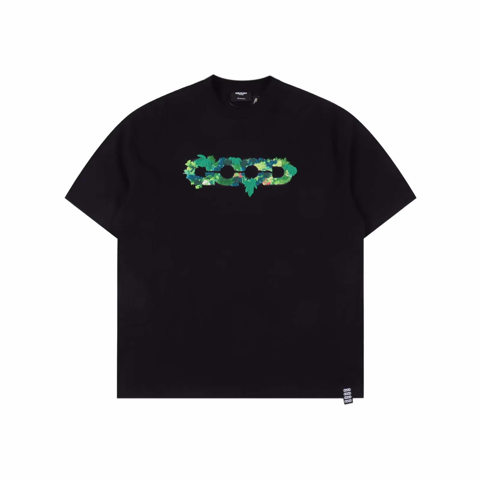 GOODBRAND SS25 three-dimensional green plant embroidered map LOGO Loose short-sleeved T-shirt350-gram fabric for both men and women