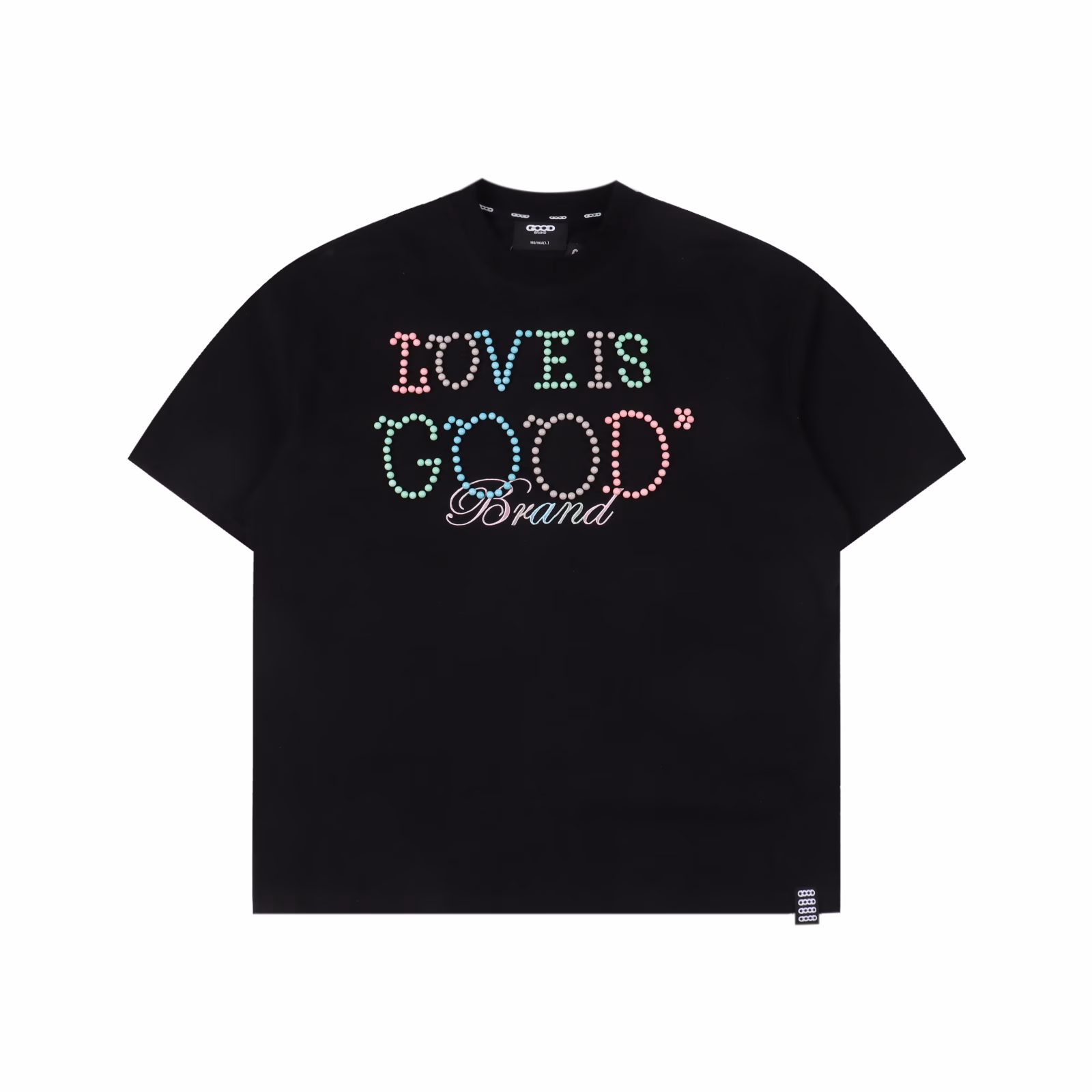 GOODBRAND 2025SS LOVE IS GOOD Limited Edition Macaron Colorful pearl slogan Fashion short-sleeved T-shirt for men and women, 350-gram fabric