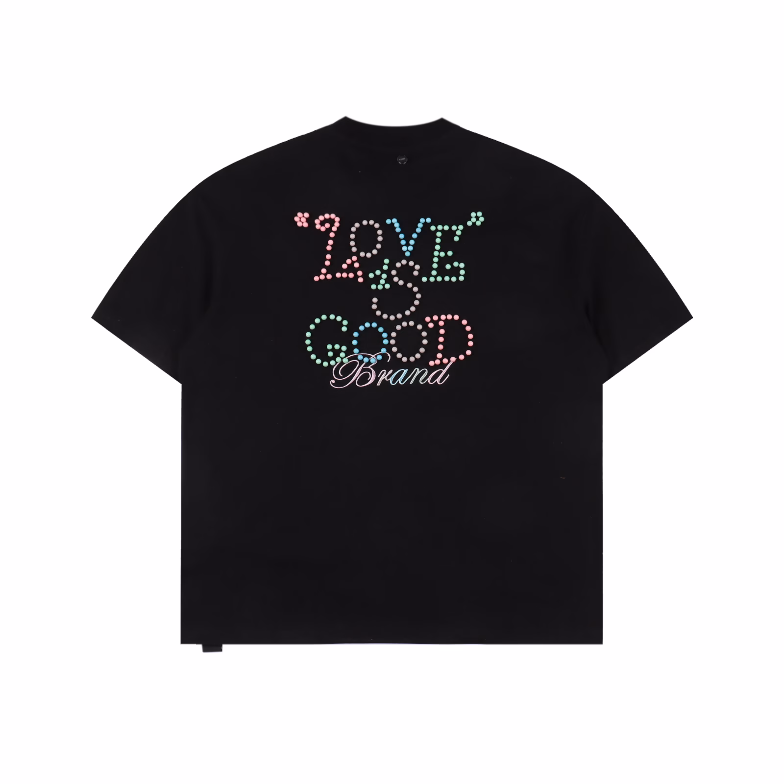 GOODBRAND 2025SS LOVE IS GOOD Limited Edition Macaron Colorful pearl slogan Fashion short-sleeved T-shirt for men and women, 350-gram fabric