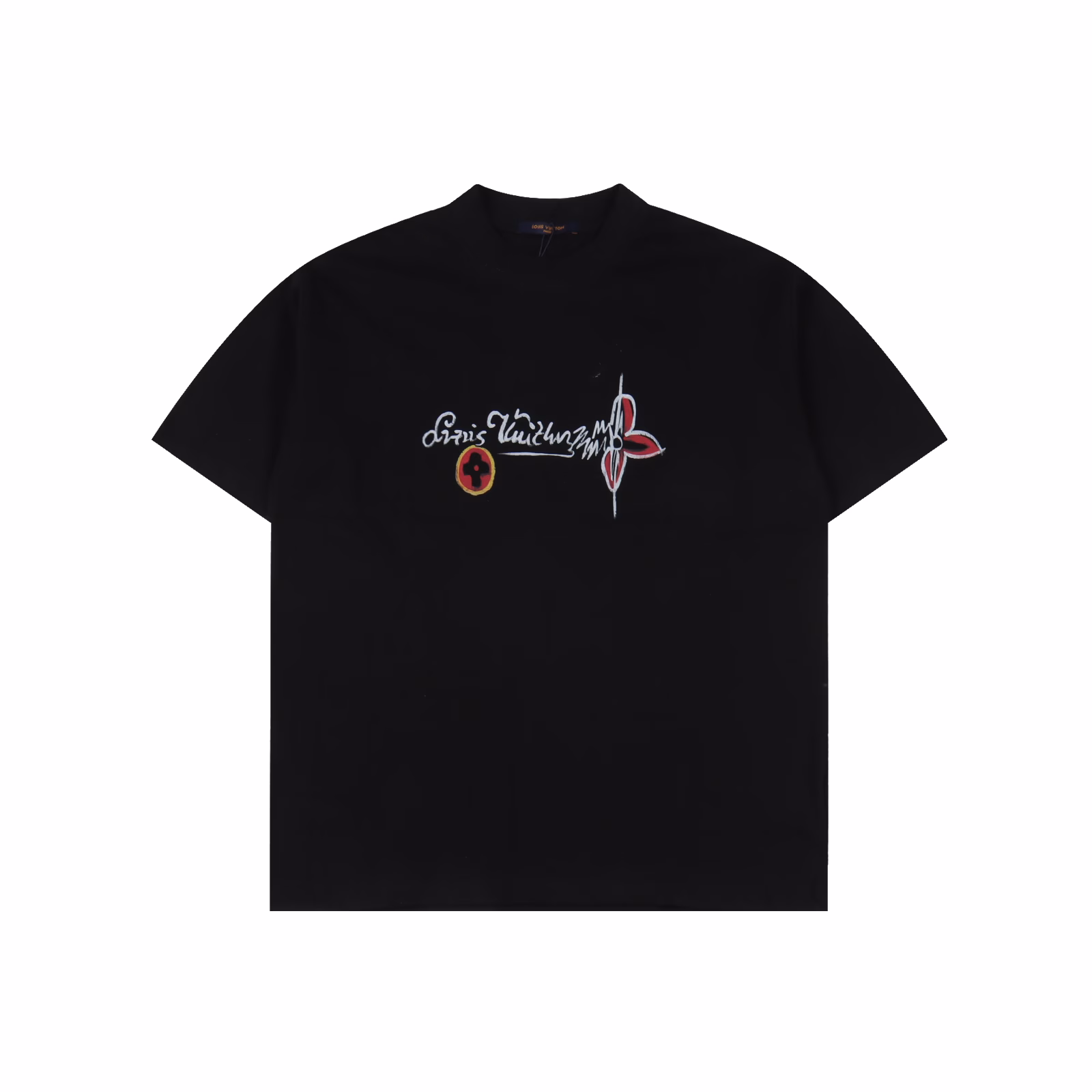 Louis Vuitton LV25ss pumpkin short-sleeved T-shirt on the backThis T-shirt features a classic straight silhouette crafted from soft cotton knitting, and incorporates neon visual effects into the handwritten logo on the front, ingeniously paying homage to the eye-catching style of the Spring/Summer 2025 runway.Double-sided plain weave fabric is made of cotton on both sides, and it is possible to achieve consistent texture on both sides through double-layer weaving. The double-layer structure may enhance the thickness and stiffness of the fabric. Pure cotton is naturally breathable and moisture-absorbent, making it suitable for sensitive skin