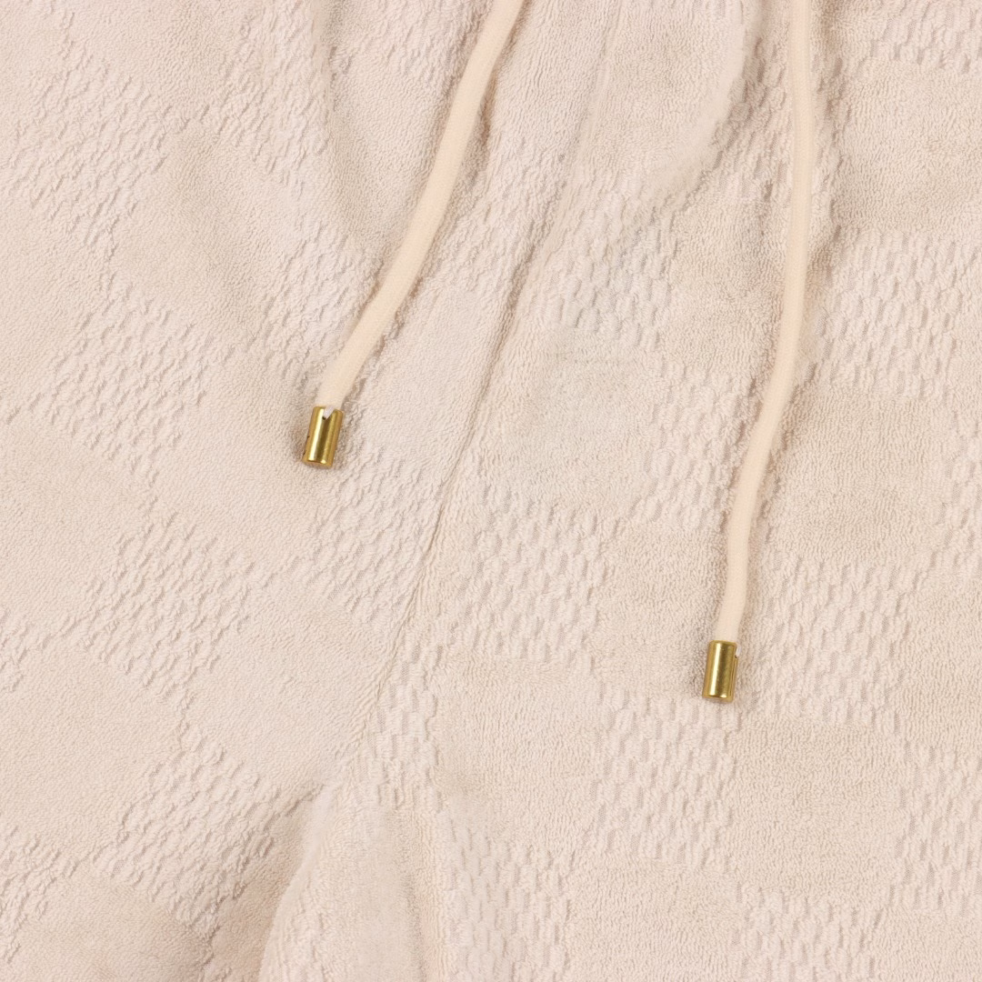 LOUIS VUITTON LV checkered drawstring looped fabric shortsGenuine purchase, custom-made LV checkered all-cotton towel jacquard fabric, imported embroidery, custom-made fabric, positioning cutting bed, custom-made accessories, loose fit