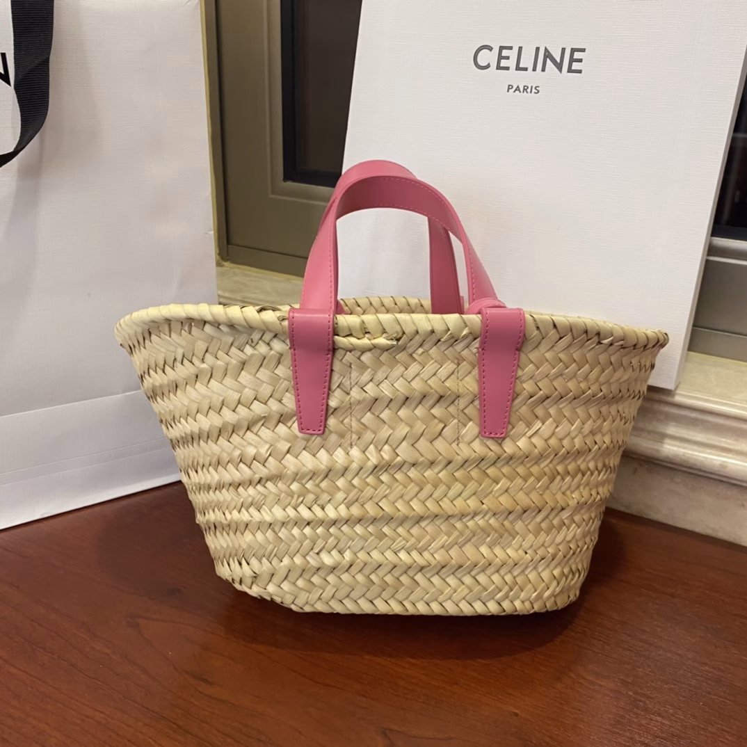 TEEN TRIOMPHE CLASSIC palm leaf cowhide basket bag made of straw for spring and summerANISPalm leaves, with cowhide edgesCowhide shoulder or hand