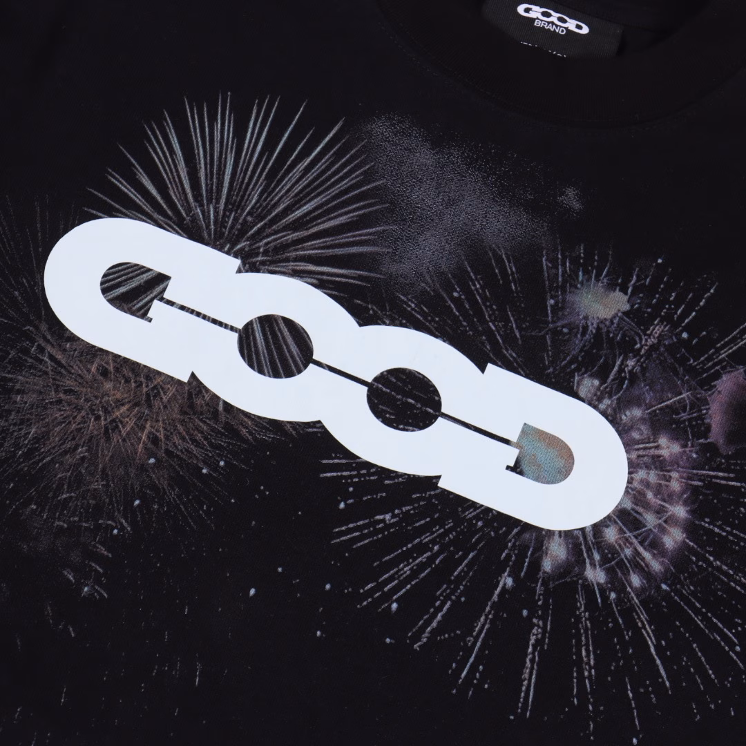 GOODBRAND SS25 Fireworks LOGO short-sleeved T-shirt350-gram fabric for both men and women