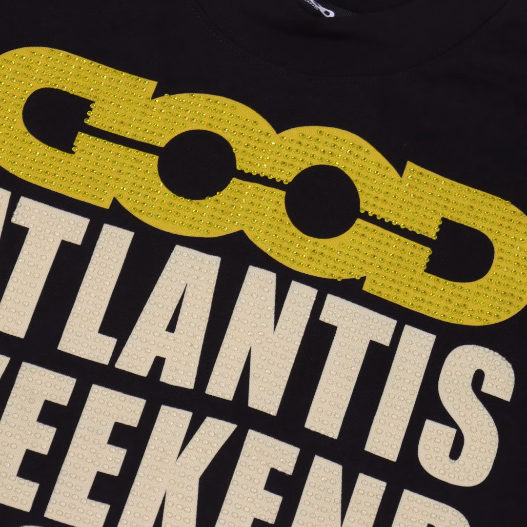 GOODBRAND SS25 short-sleeved T-shirt with diamond embossed letter print LOGO350-gram fabric for both men and womenColour: Black, white