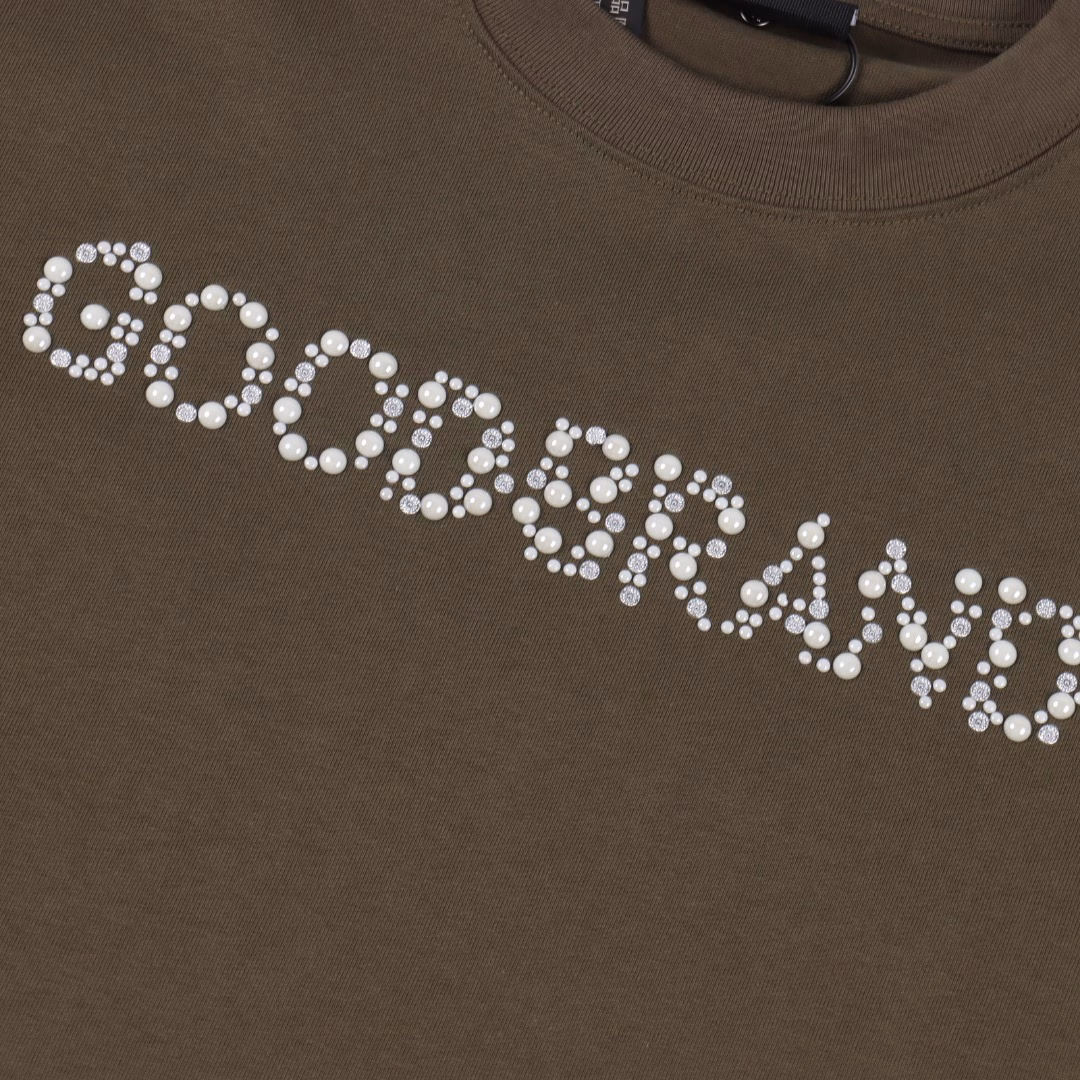 GOODBRAND sequin slogan: Fashionable and high-end short-sleeved T-shirt350-gram fabric for both men and women