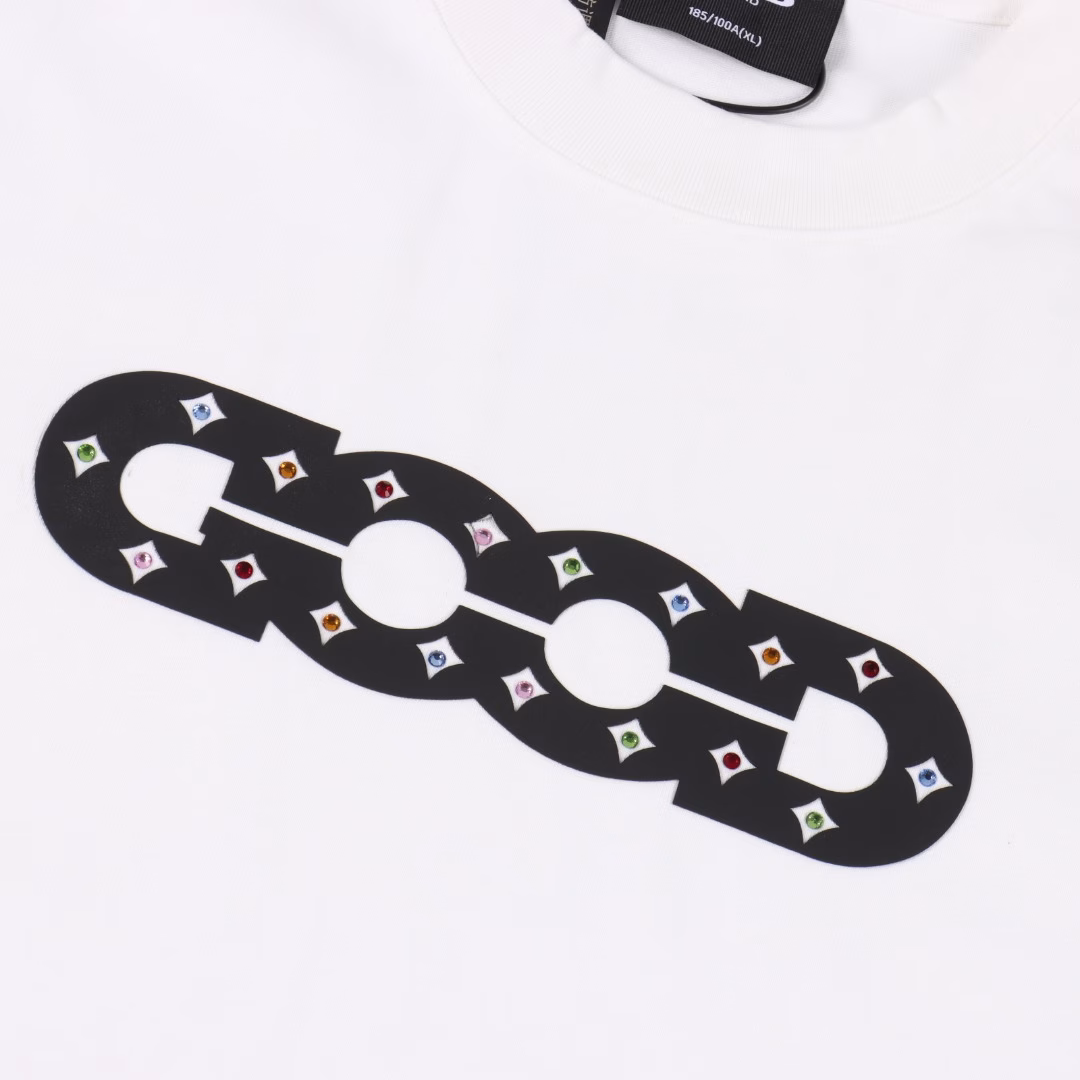 GOODBRAND hollowed-out pattern four-pointed star round-neck puller short-sleeved T-shirt350-gram fabric for both men and women