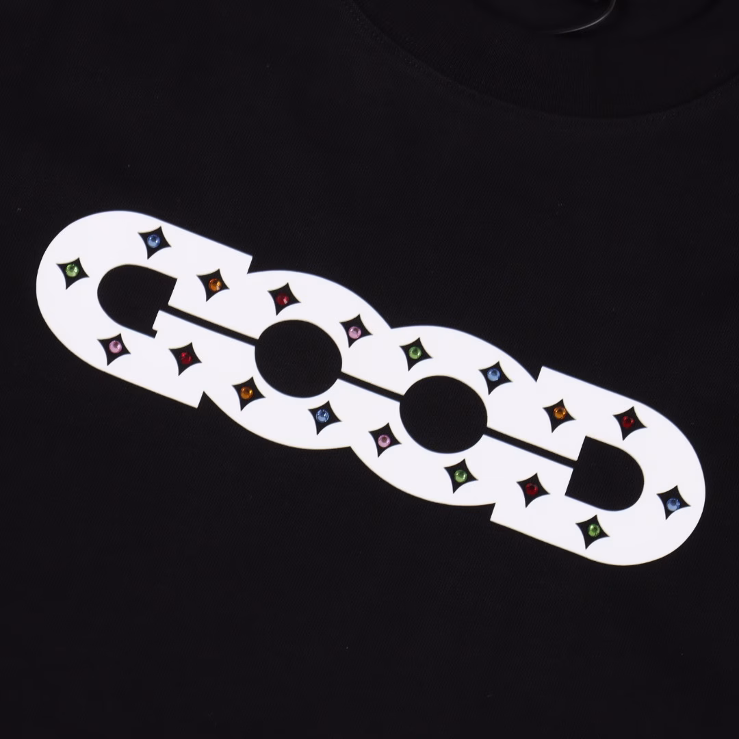 GOODBRAND hollowed-out pattern four-pointed star round-neck puller short-sleeved T-shirt350-gram fabric for both men and women