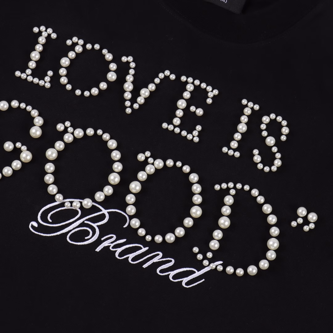 GOODBRAND pearl slogan letter round-neck short-sleeved T-shirt350-gram fabric for both men and women