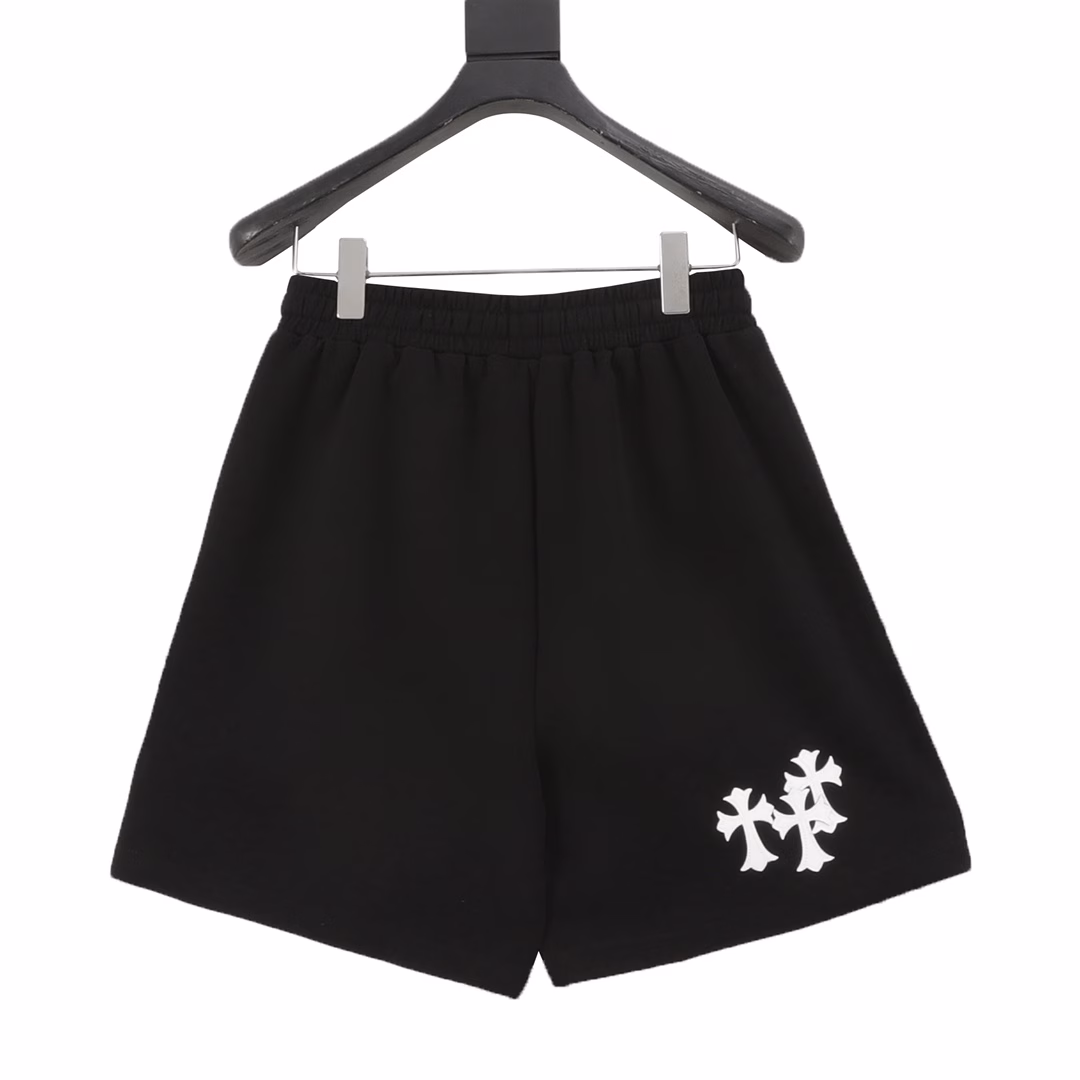 Chrome Hearts embroidered white label cross shortsHand-cranking CUSTOM leather label ➕ Sanskrit embroidery pocket zipper designThe design of the elastic waist and drawstring waistband ensures a comfortable fit. The custom-made fabric has a loose fit