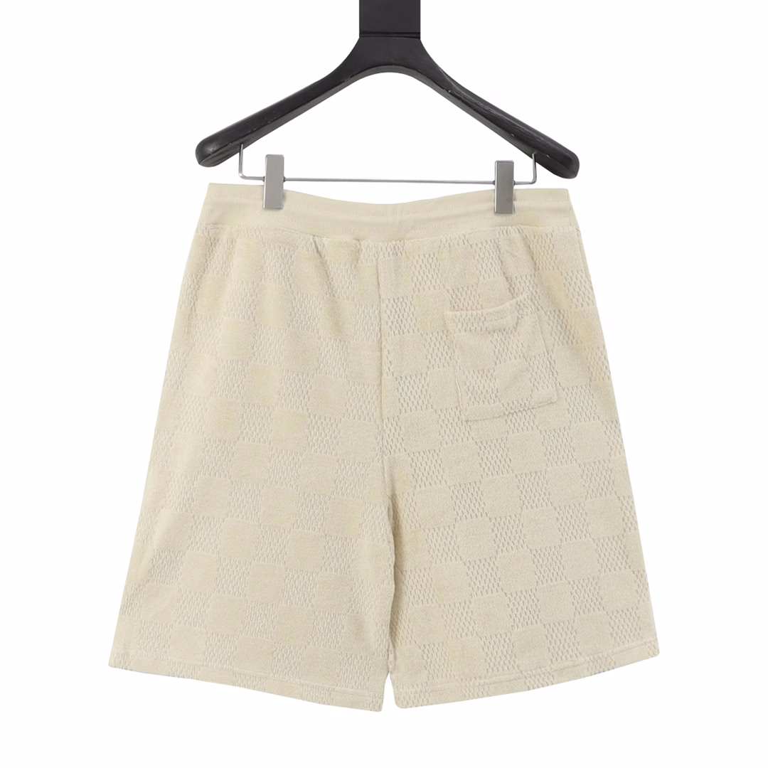 LOUIS VUITTON LV checkered drawstring looped fabric shortsGenuine purchase, custom-made LV checkered all-cotton towel jacquard fabric, imported embroidery, custom-made fabric, positioning cutting bed, custom-made accessories, loose fit