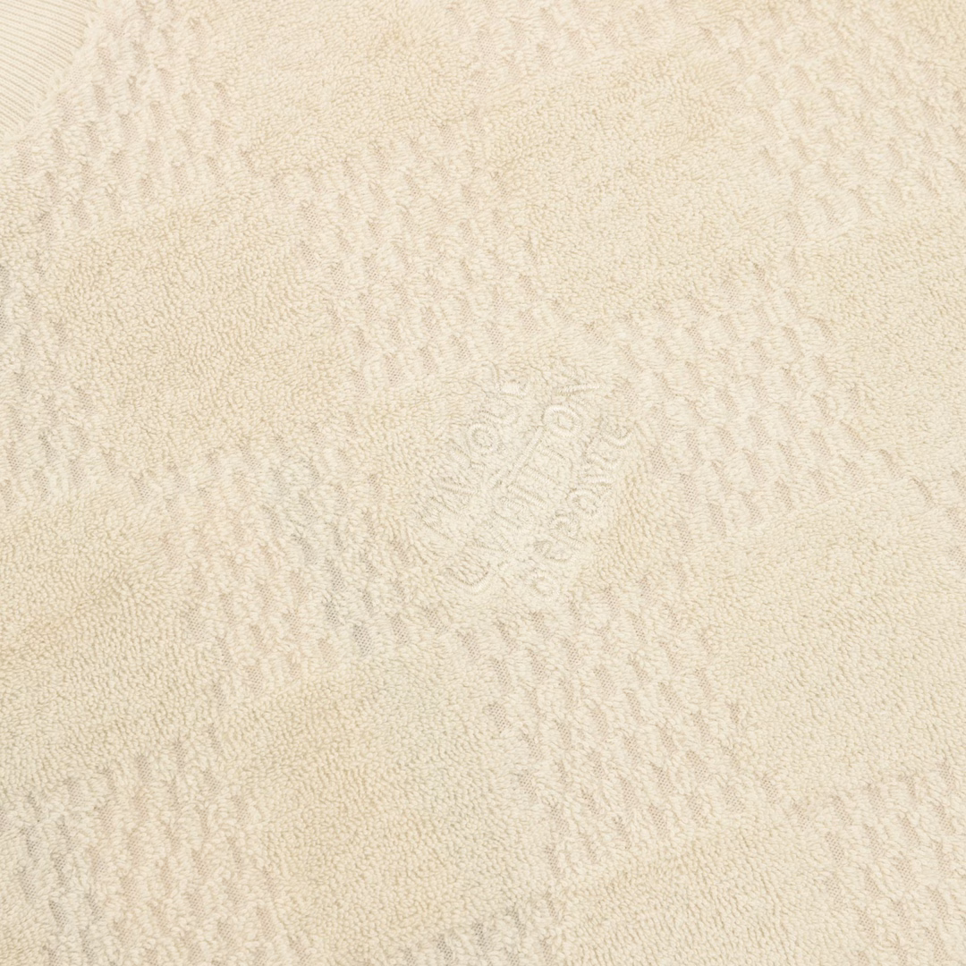 LOUIS VUITTON LV checkered drawstring looped fabric short-sleeved T-shirtGenuine purchase, custom-made LV checkered all-cotton towel jacquard fabric, imported embroidery, custom-made fabric, positioning cutting bed, custom-made accessories, loose fit