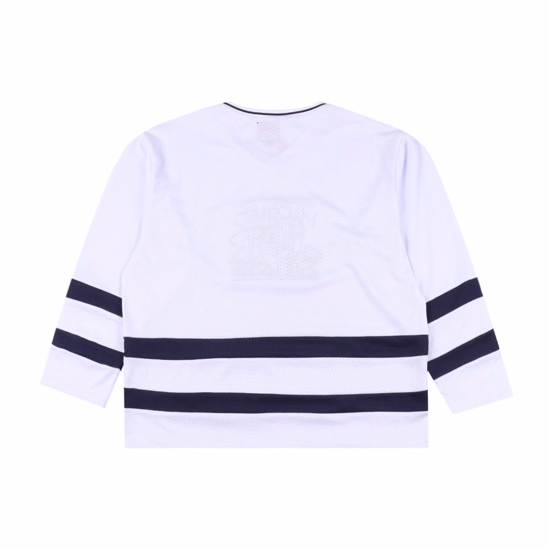 Supreme Marithe Francois Girbaud collaboration style with embroidered logo on the chest loose mesh American ice hockey jersey250g mesh fabric custom accessories are completeColor: Black, white, loose fit