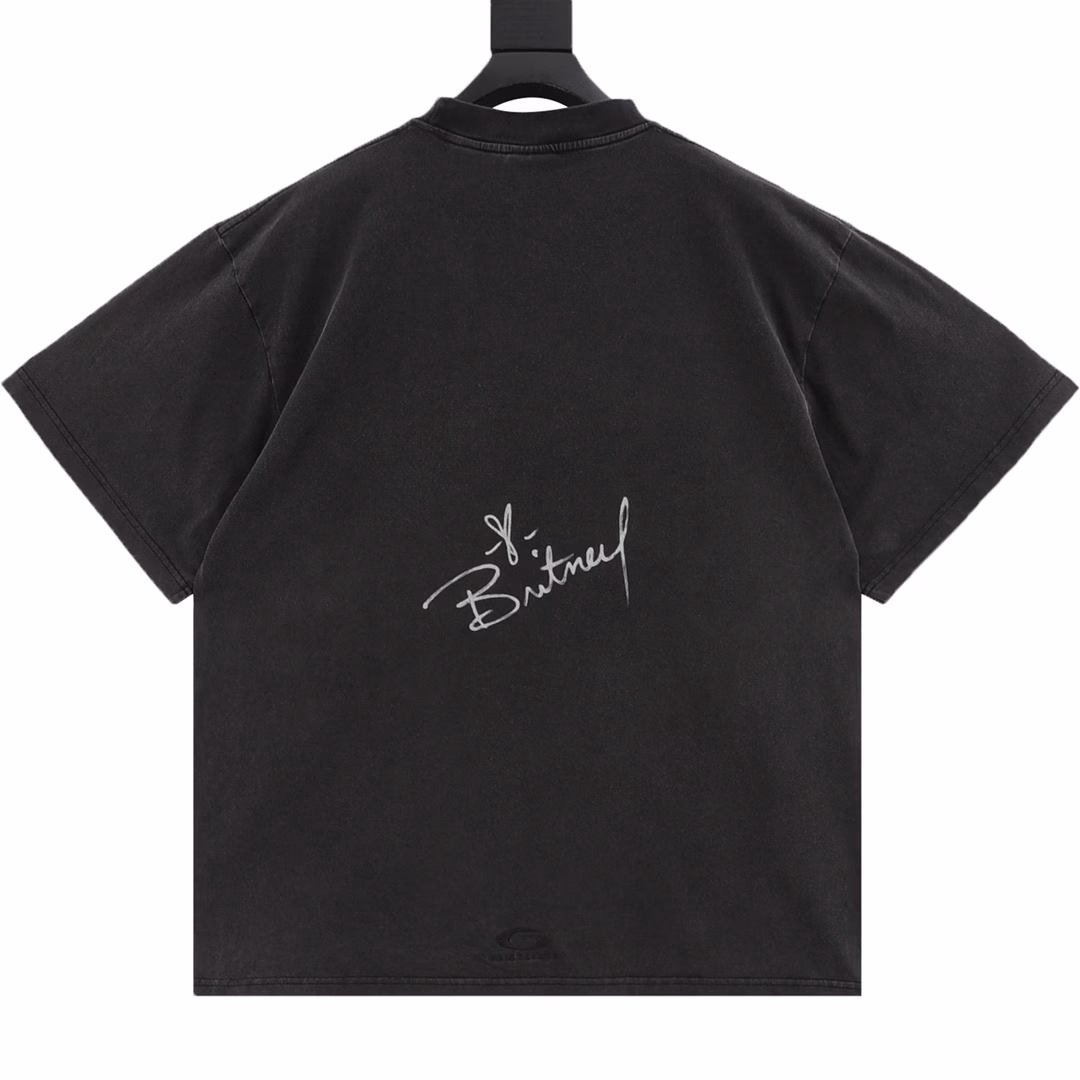Balenciaga Music Series Collaboration Britney Spears Elephant Washed Round Neck Short Sleeve T-Shirt