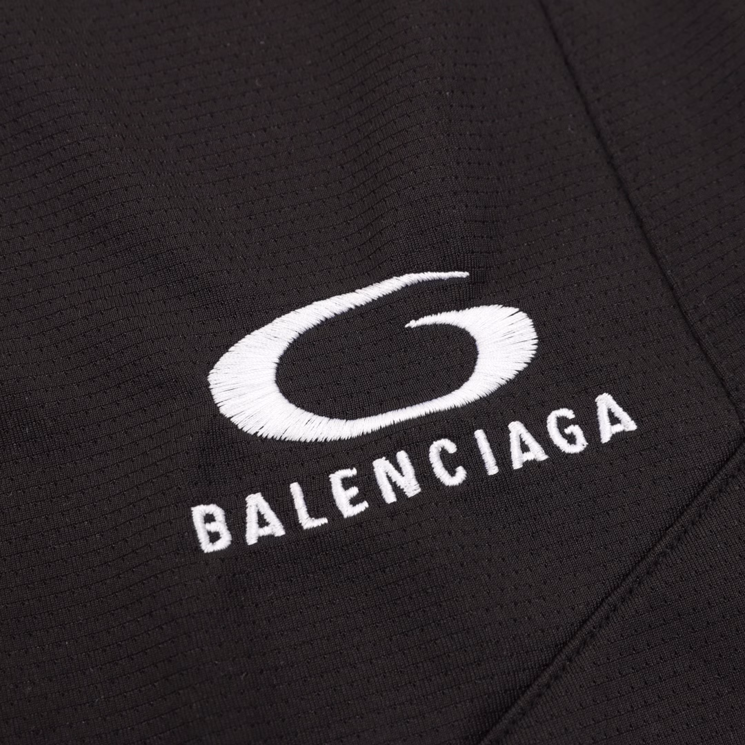 Balenciaga New Lamborghini 63 Embroidered Print Set ShortsTechnical mesh jersey fabric, with Lamborghini team artwork prints and embroidery on the front and back, designed by Balenciaga for Automobili Lamborghini