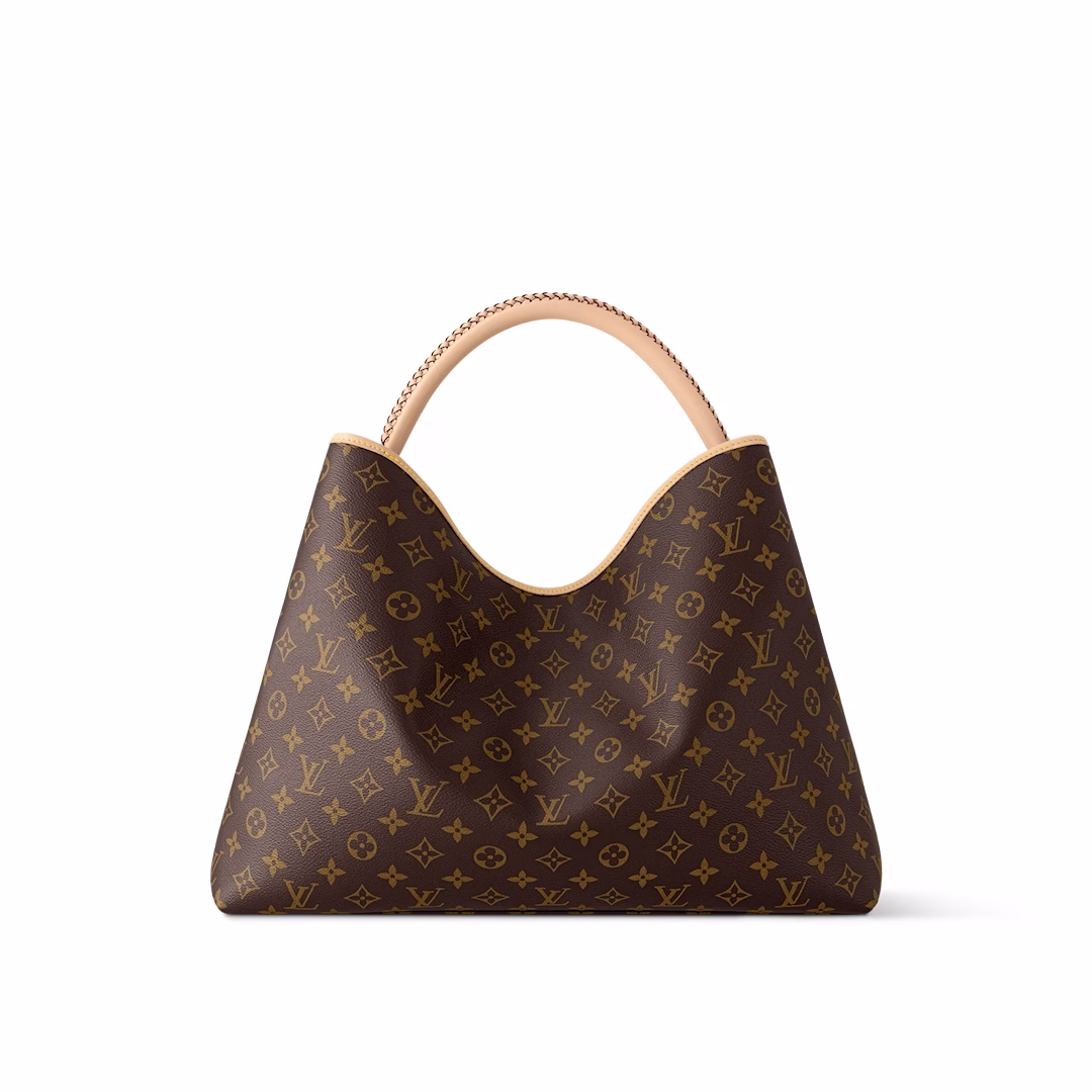 The Again bag is a current, more flexible and iconic reinterpretation of the Artsy model launched in 2010. This meticulously finished version is rooted in the house's heritage and pays homage to its expertise with Monogram canvas, hand-braided handles and a customizable address holder. The room is large enough to hold a laptop and has plenty of pockets. A gold carabiner allows you to attach a playful charm