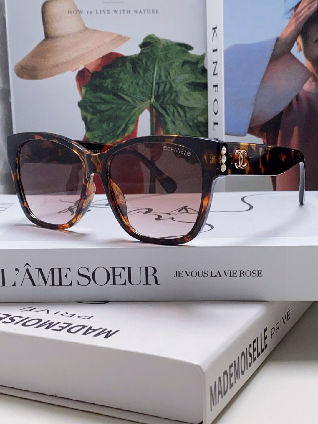 Chanel pearl sunglasses for women new double C polarized star bare face sunglasses fashion hit